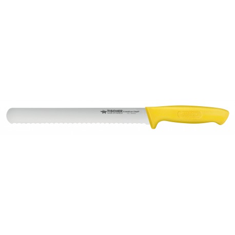 Couteau à génoise cranté - lame 28 cm - jaune