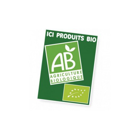 Panneau 30x40cm Ici produits Bio + logo AB et Eurofeuille + fil nylon
